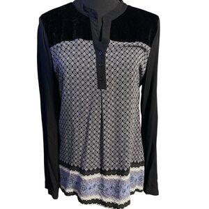 Esley Black and White Geometric Blouse